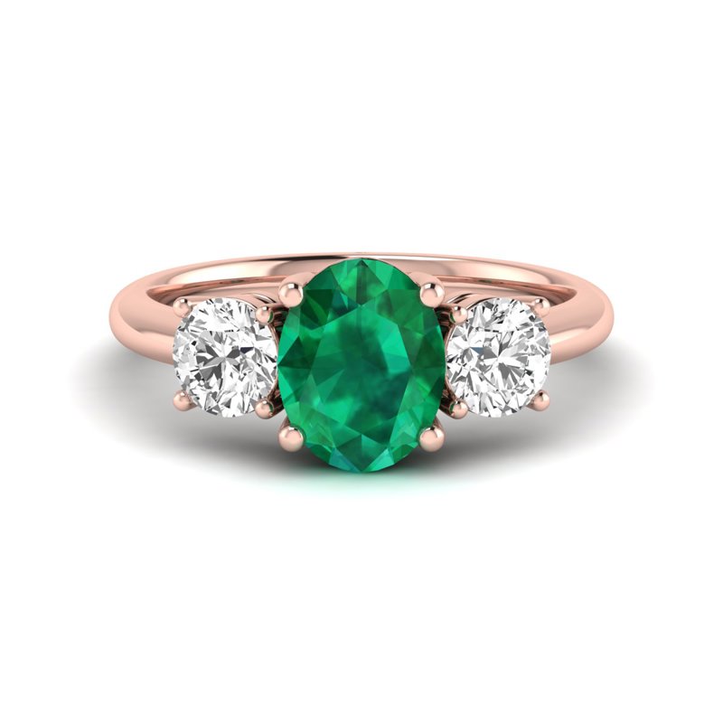 Rose Gold Tres Emerald & Diamond