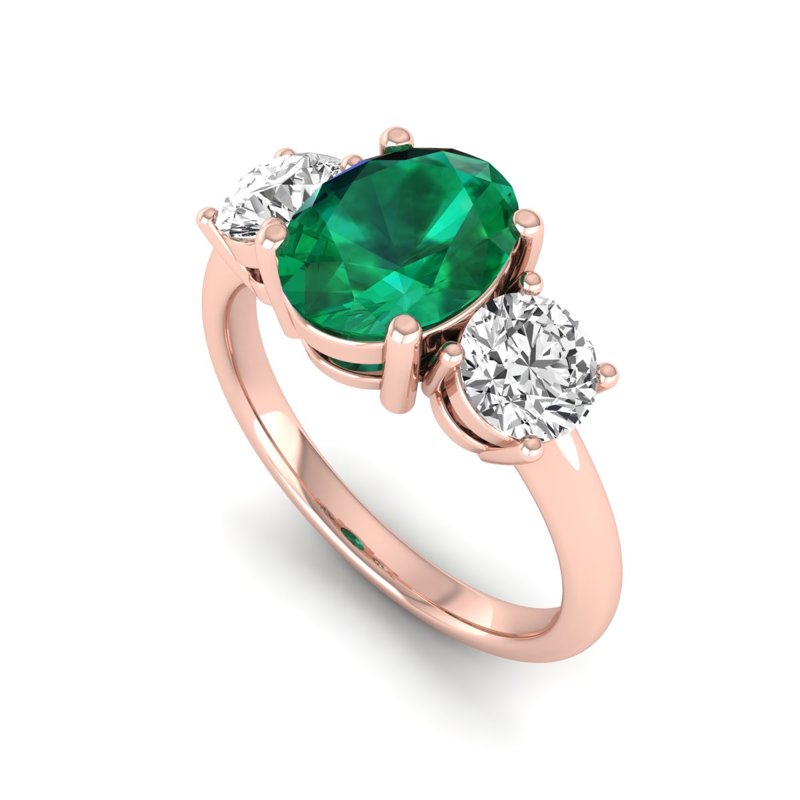 Rose Gold Tres Emerald & Diamond