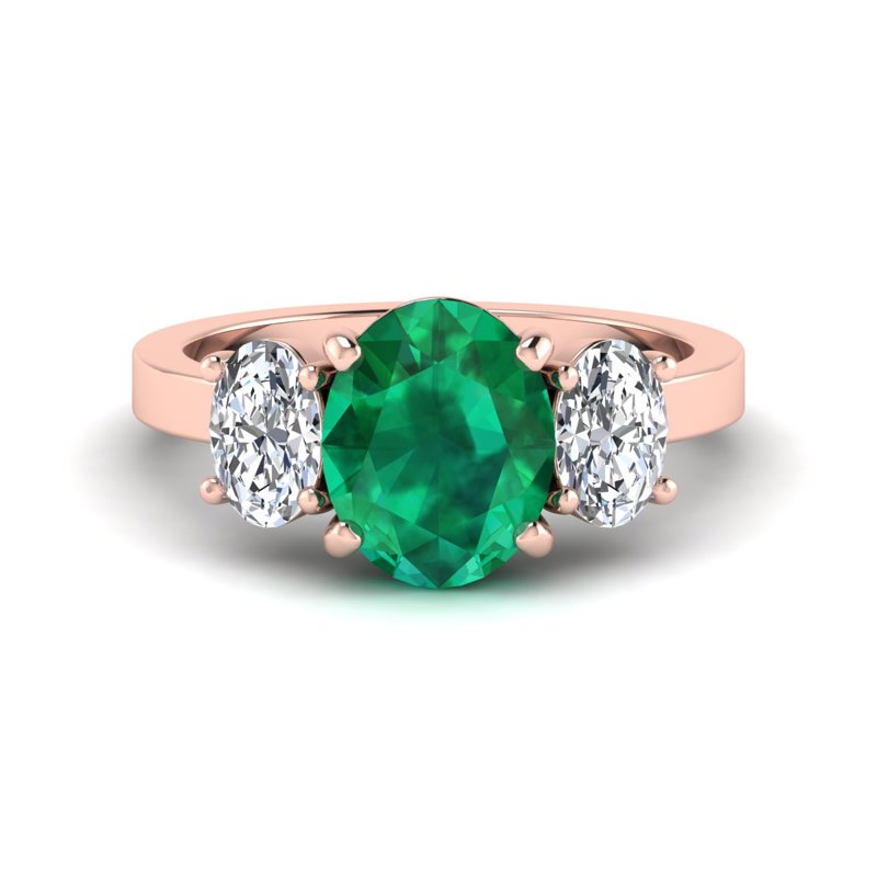 Rose Gold Tres Oval Emerald & Diamond