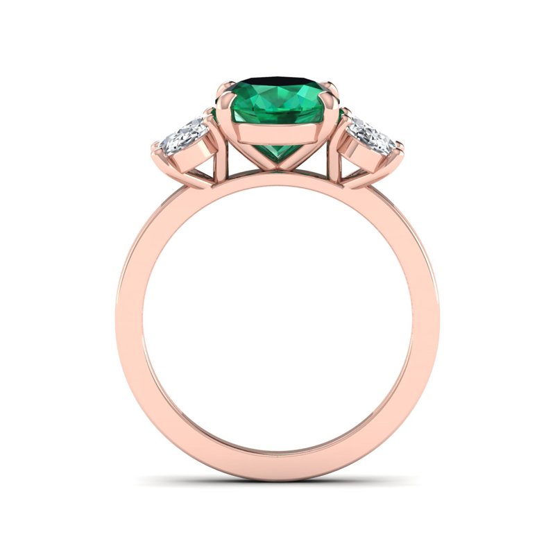 Rose Gold Tres Oval Emerald & Diamond