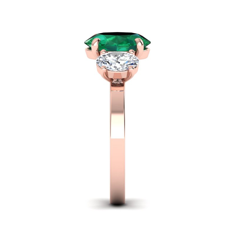 Rose Gold Tres Oval Emerald & Diamond