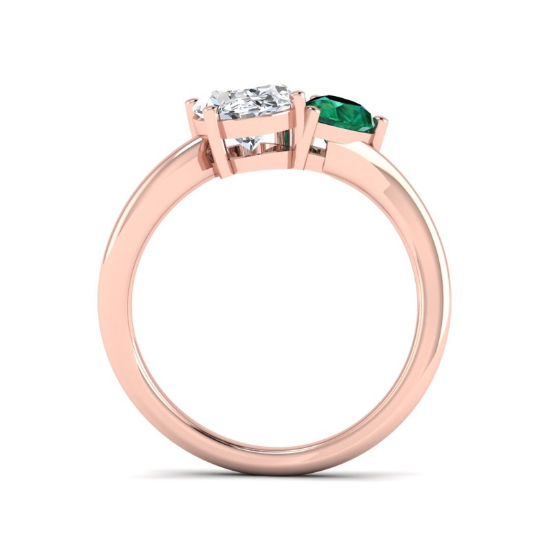Rose Gold Toi Et Moi Emerald & 1-1/2ct Oval