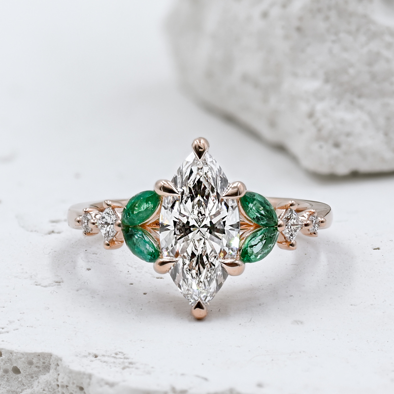 Luxe Aurora Emerald & 1-1/2ct Marquise