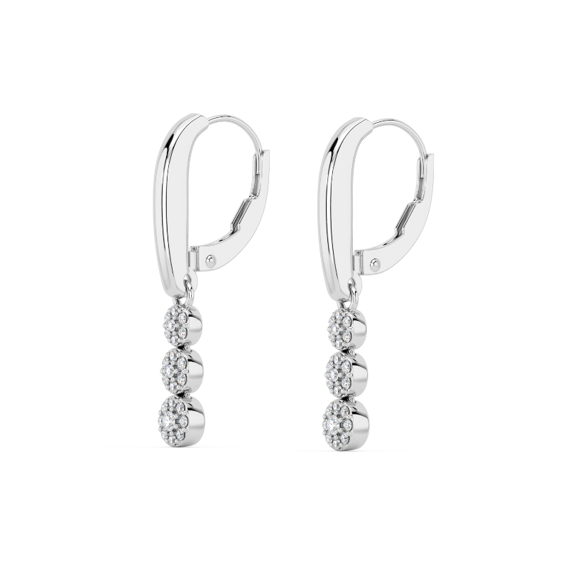 Sterling Silver Drops of Light Lab Grown Diamond Halo Earrings 1/3ctw