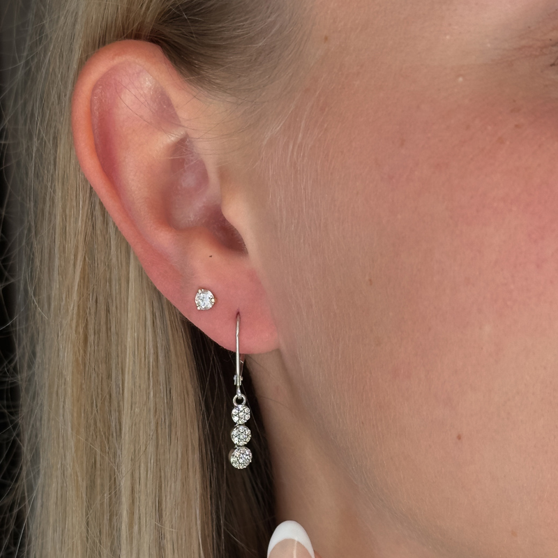 Sterling Silver Drops of Light Lab Grown Diamond Halo Earrings 1/3ctw
