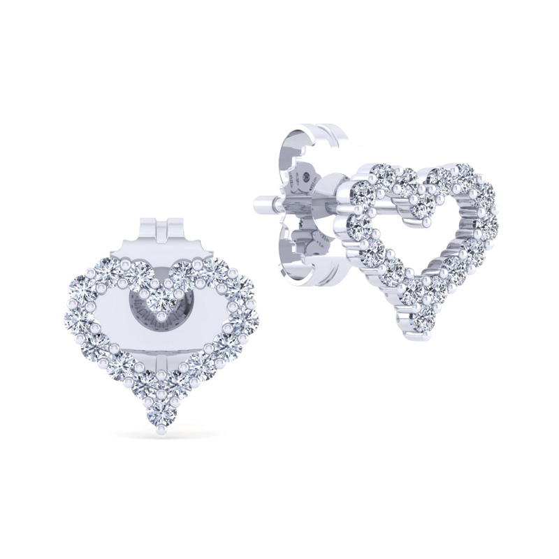 Sterling Silver 3/8ctw Lab Grown Diamond Open Heart Earrings