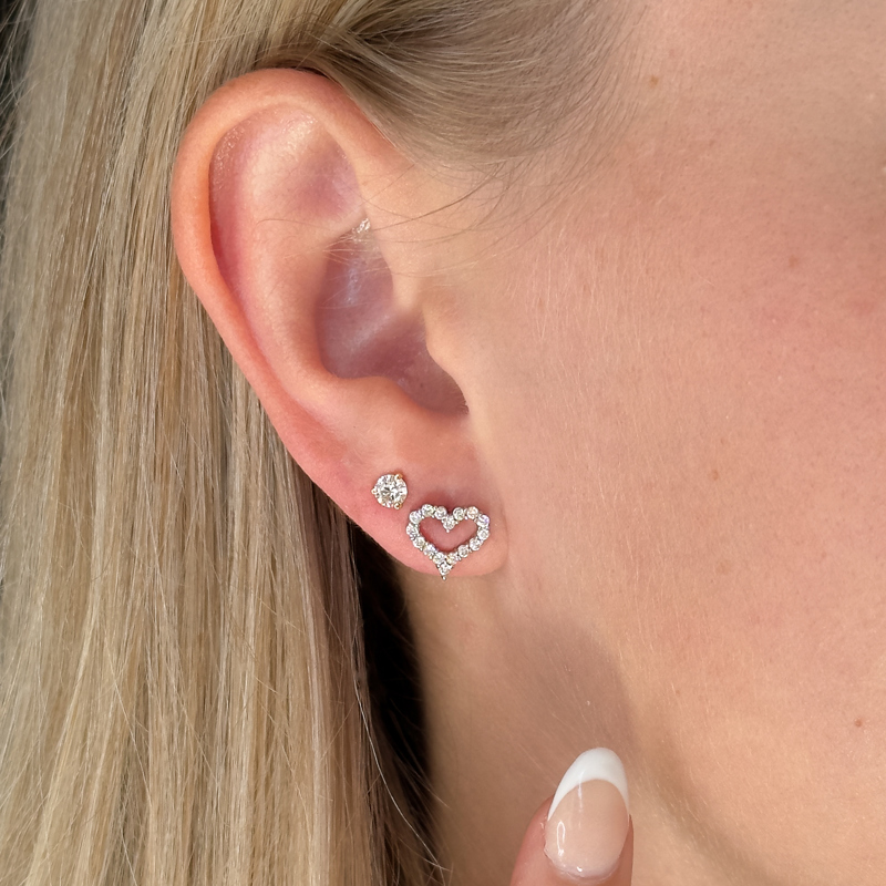 Sterling Silver 3/8ctw Lab Grown Diamond Open Heart Earrings