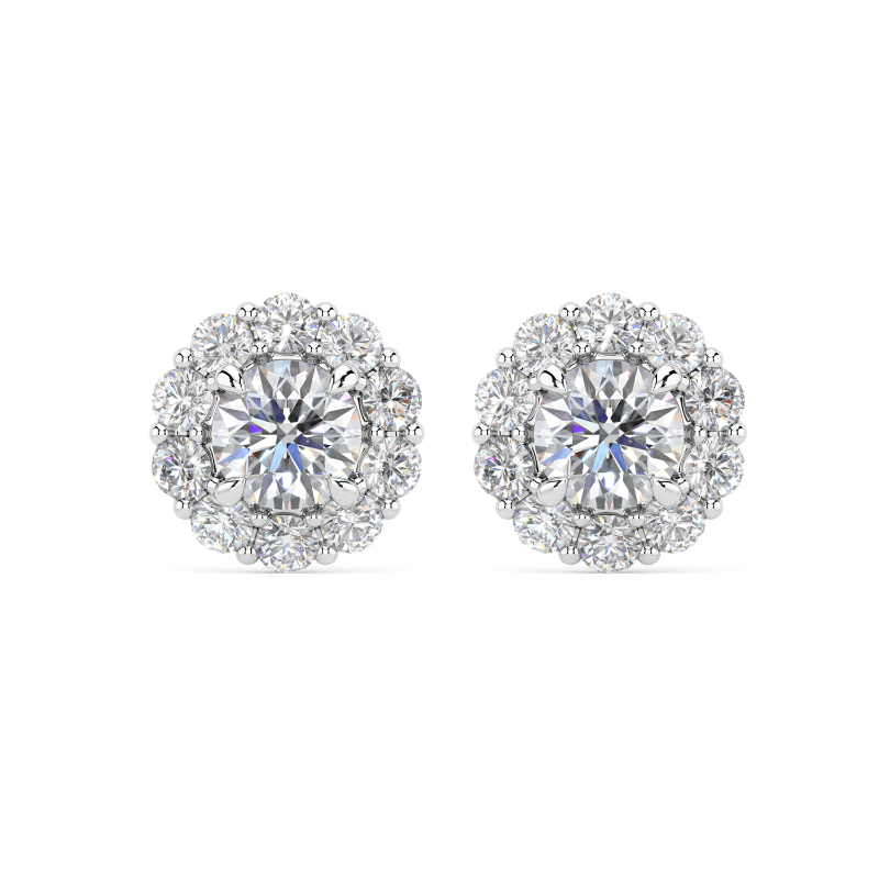 Sterling Silver 3/8ctw Lab Grown Diamond Classic Halo Earrings