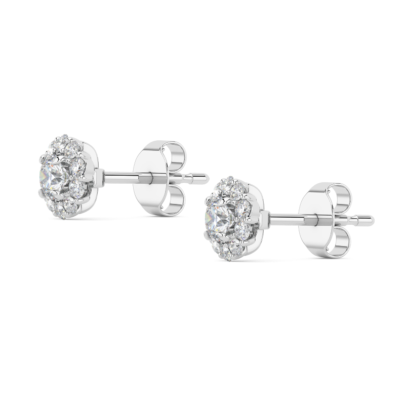Sterling Silver 3/8ctw Lab Grown Diamond Classic Halo Earrings