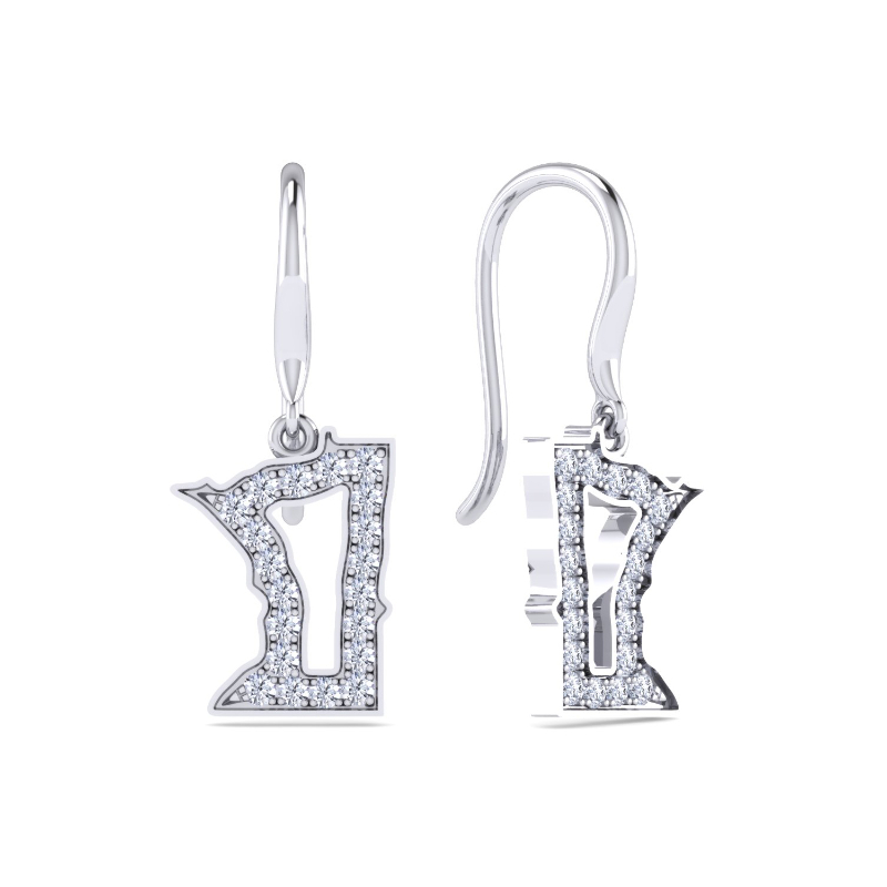 Sterling Silver Lab Grown Diamond Minnesota Earrings