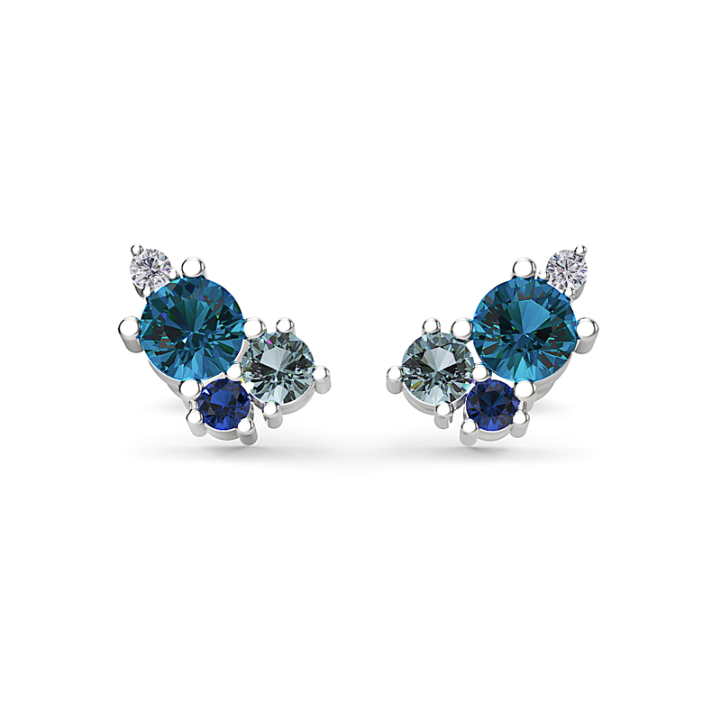 Silver Bouquet Sapphire Earrings