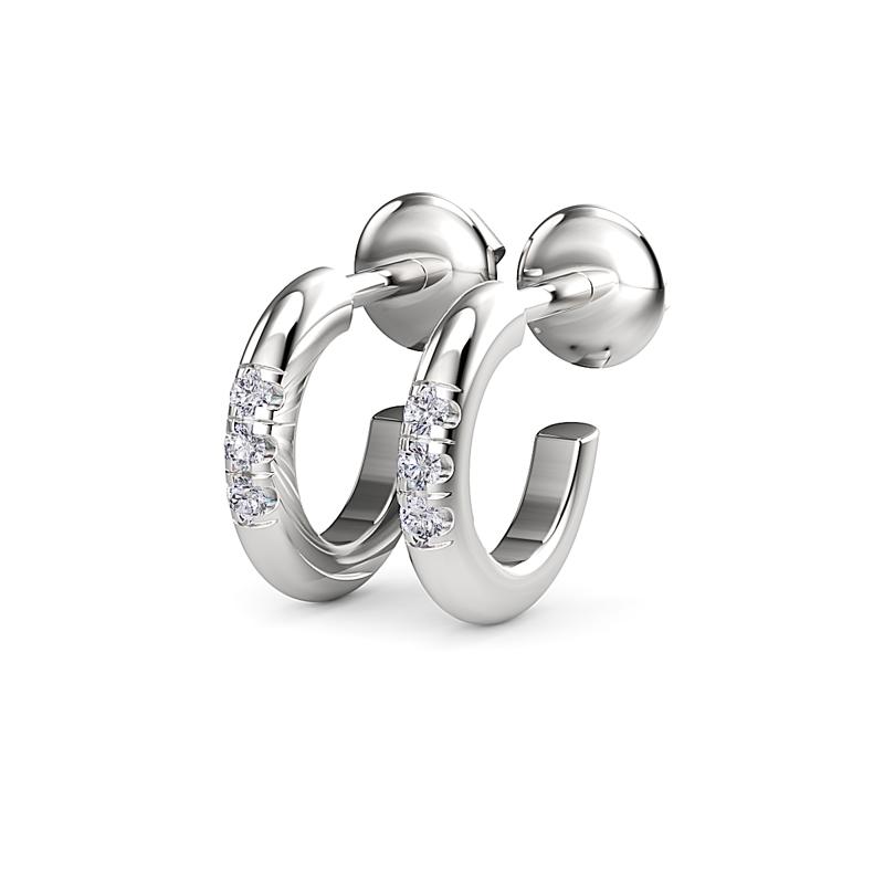 Silver Eclipse Diamond Huggies