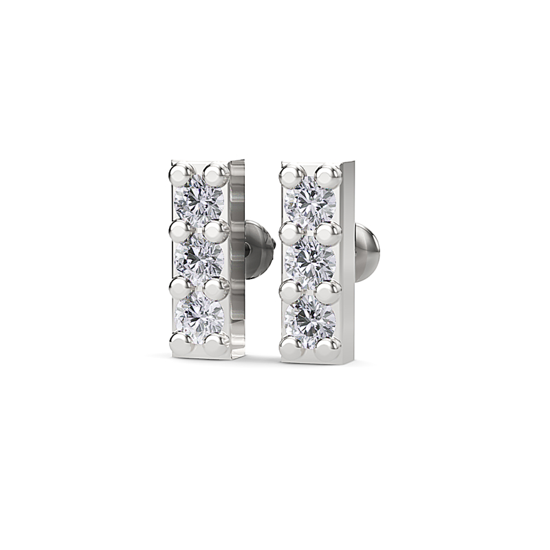 Silver Essence Diamond Bar Earrings