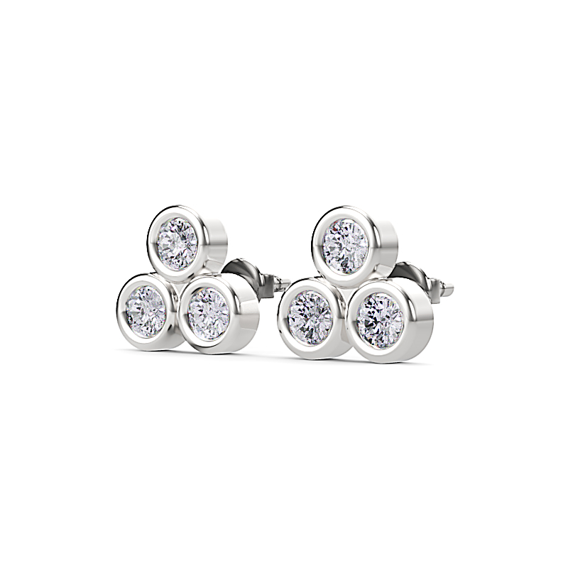 Silver Trinity Bezel Earrings
