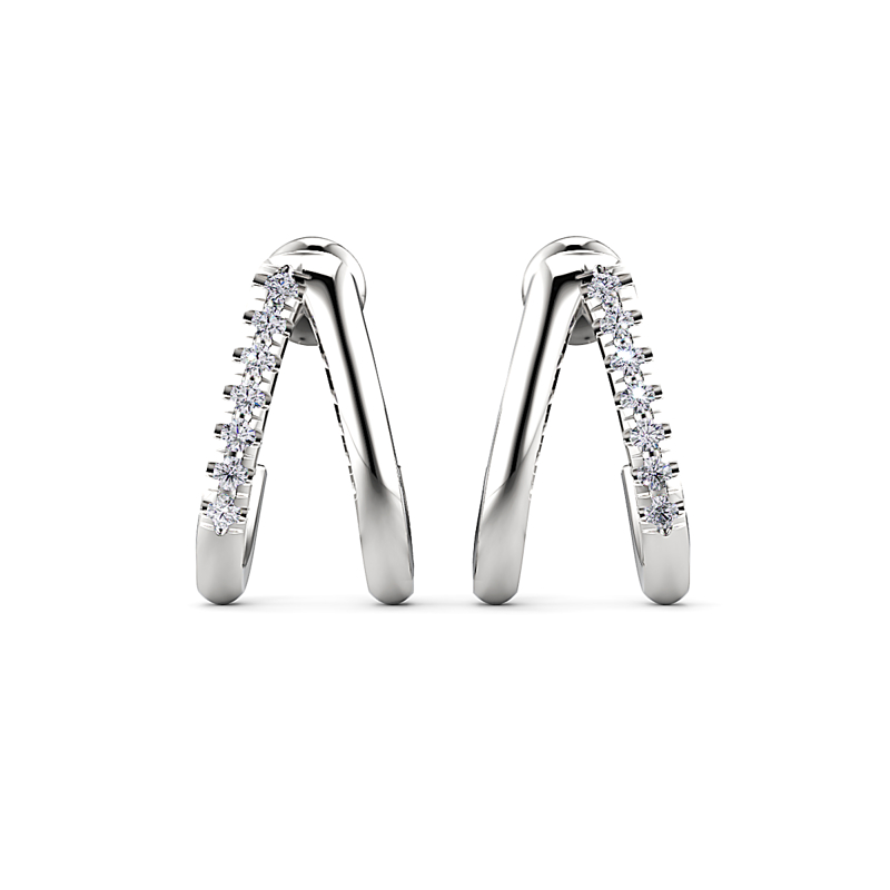 Silver Vela Diamond Huggies