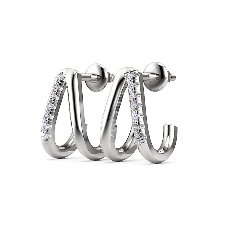Silver Vela Diamond Huggies