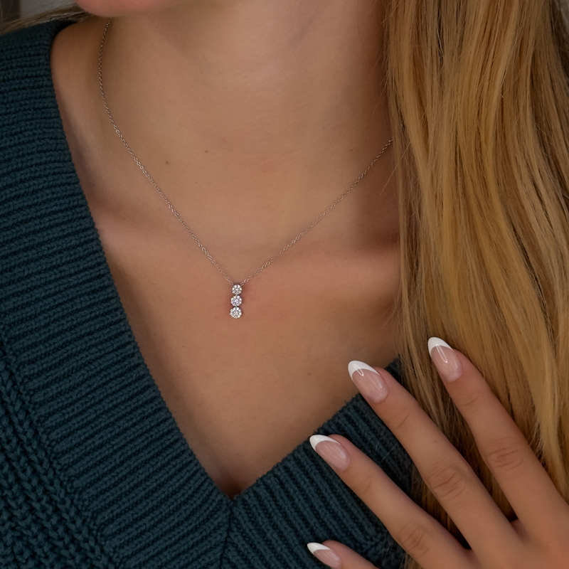 Sterling Silver Drops of Light Lab Grown Diamond Halo Pendant 1/5ctw