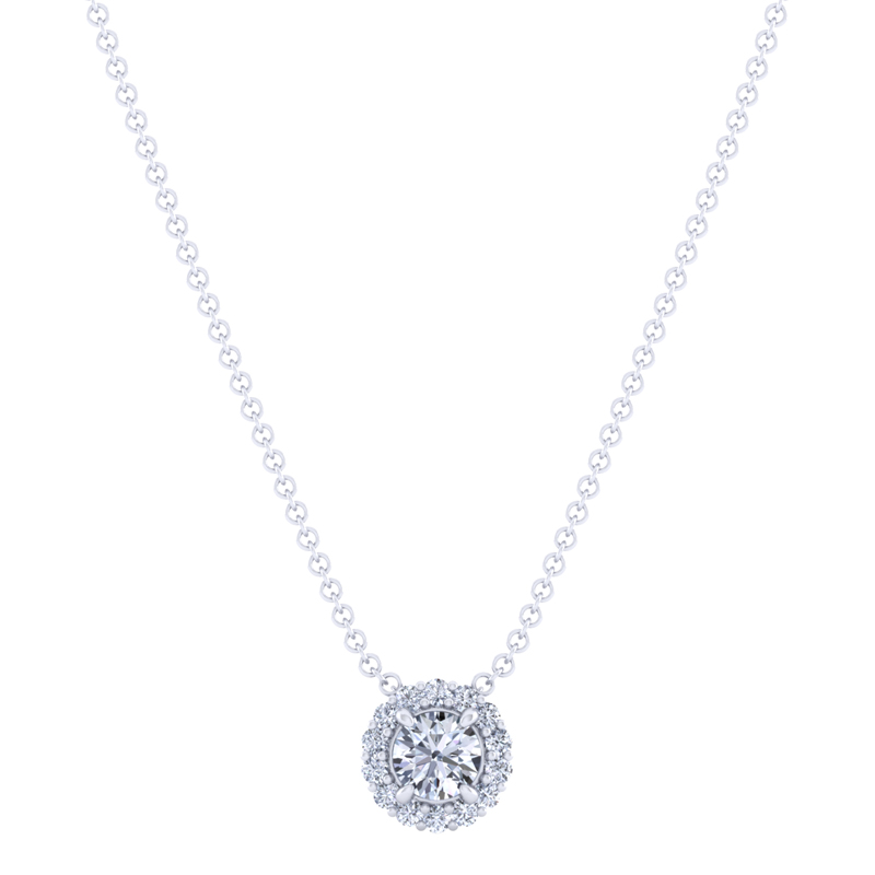 Sterling Silver 1/2ctw Lab Grown Diamond Classic Halo Pendant