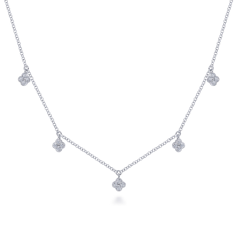 Sterling Silver Lab Grown Diamond Clusters Necklace