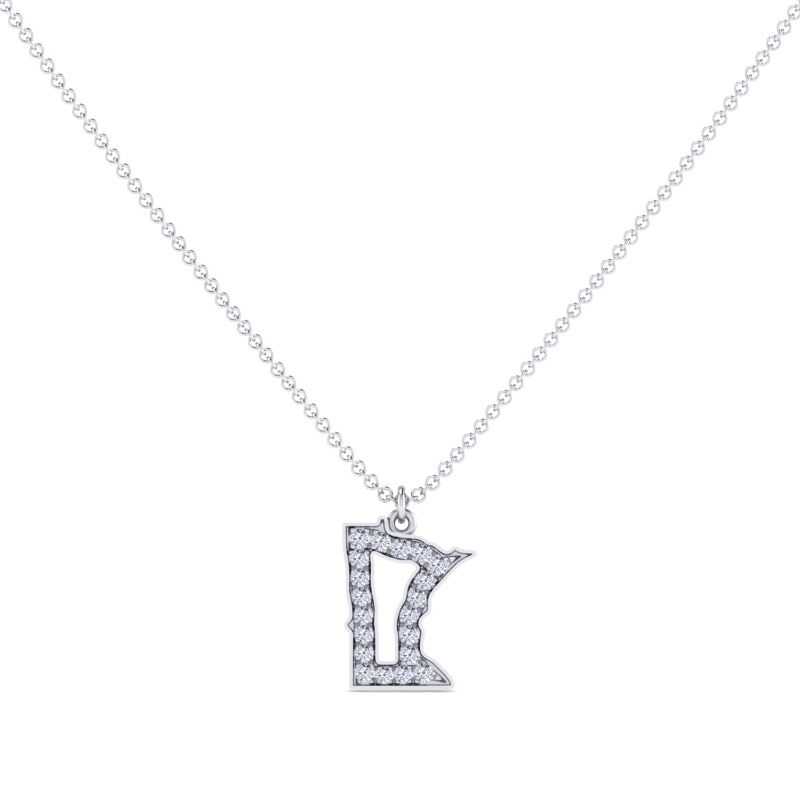Sterling Silver Lab Grown Diamond Minnesota Pendant Necklace