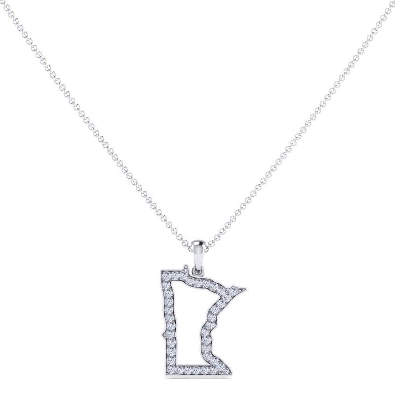 Sterling Silver Lab Grown Diamond Minnesota Pendant Necklace