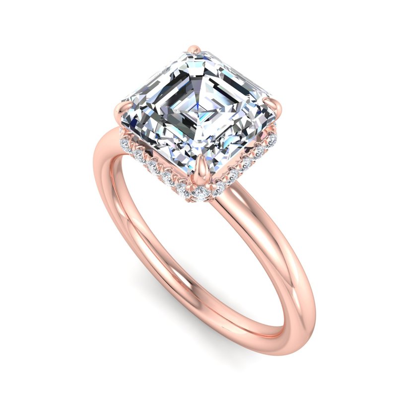 Rose Gold Duo Lumiere & 1ct Asscher Lab Grown Diamond Center