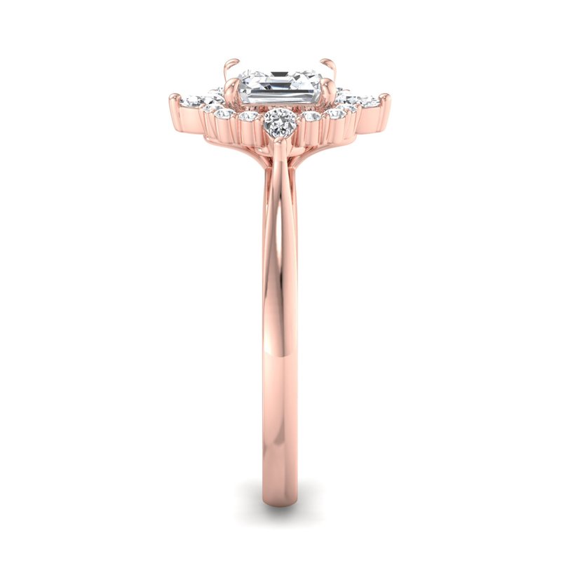 Rose Gold Lyric Pear Halo & 1ct Asscher Lab Grown Diamond Center