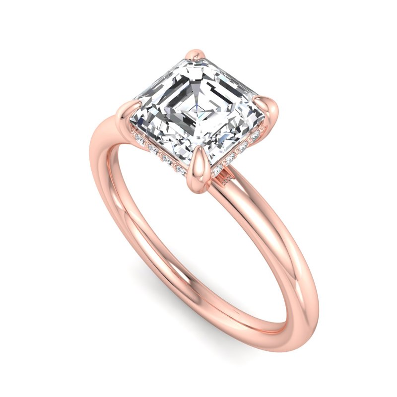 Rose Gold Hannah Hidden Solitaire & 1ct Asscher Lab Grown Diamond Center