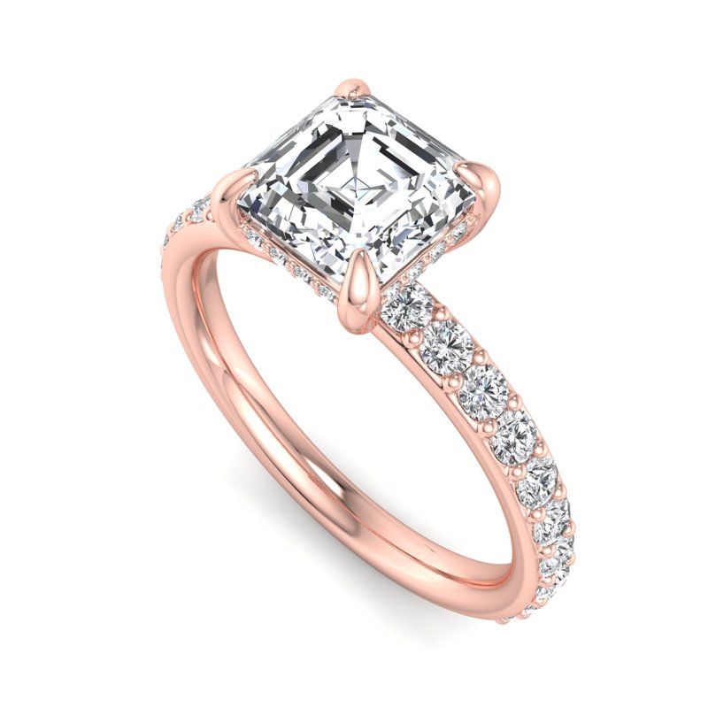 Rose Gold Luxe Hannah Hidden (1/2ctw) & 1ct Asscher Lab Grown Diamond Center