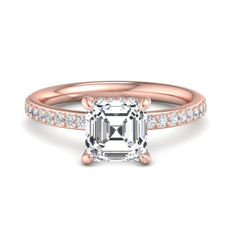 Rose Gold Luxe Emilia (1/2ctw) & 1ct Asscher Lab Grown Diamond Center