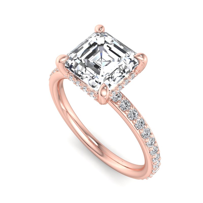 Rose Gold Luxe Emilia (1/2ctw) & 1ct Asscher Lab Grown Diamond Center