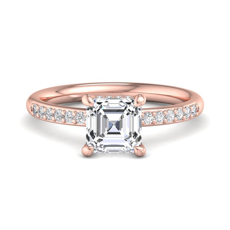 Rose Gold Eliana (1/4ctw) & 1ct Asscher Lab Grown Diamond Center