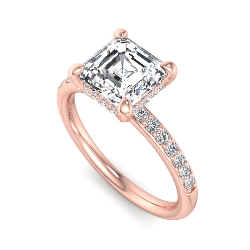 Rose Gold Eliana (1/4ctw) & 1ct Asscher Lab Grown Diamond Center