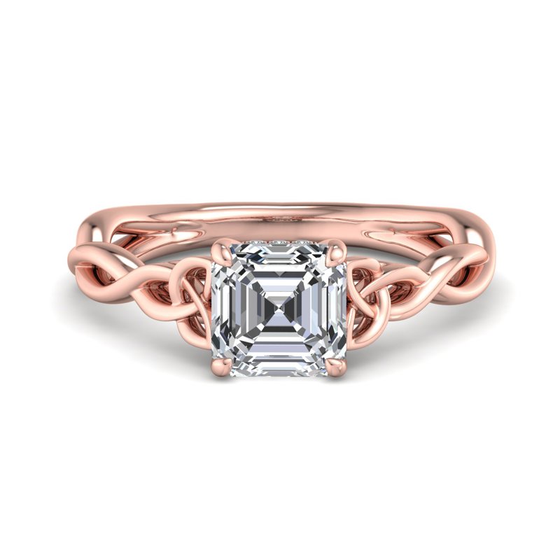 Rose Gold Celtic Hidden & 1ct Asscher Lab Grown Diamond Center