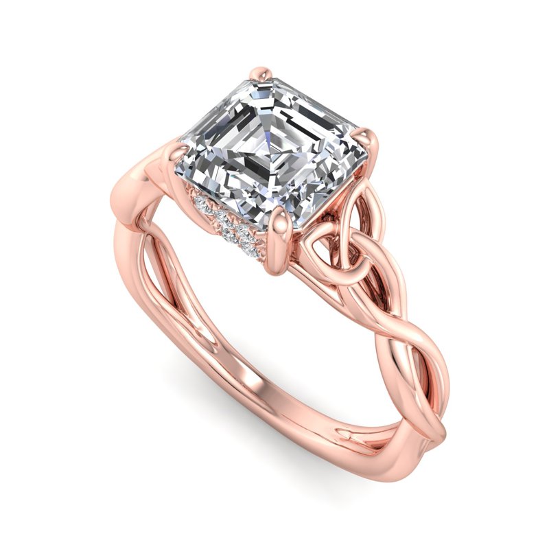 Rose Gold Celtic Hidden & 1ct Asscher Lab Grown Diamond Center