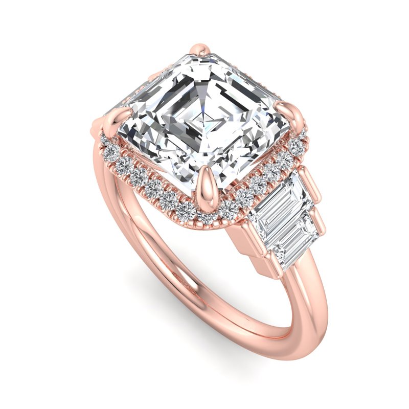 Rose Gold Athena & 1-1/2ct Asscher Lab Grown Diamond Center