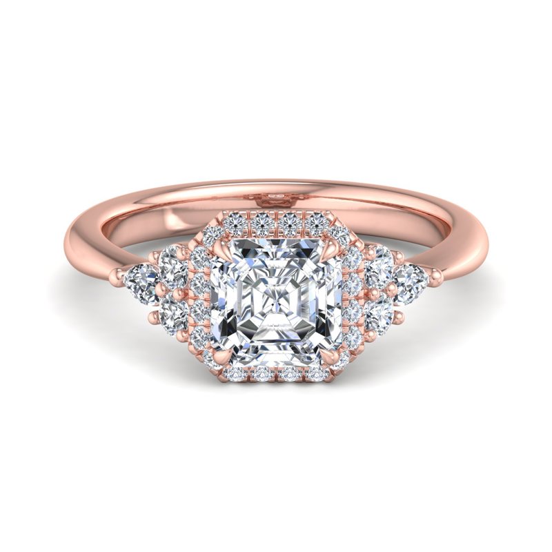 Rose Gold Brea Halo (3/8ctw) & 1ct Asscher Lab Grown Diamond Center