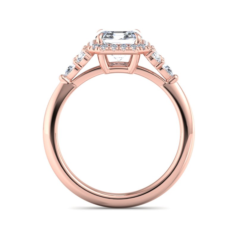 Rose Gold Brea Halo (3/8ctw) & 1ct Asscher Lab Grown Diamond Center