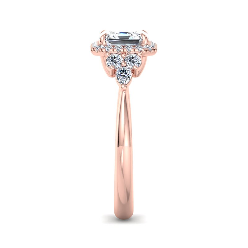 Rose Gold Brea Halo (3/8ctw) & 1ct Asscher Lab Grown Diamond Center