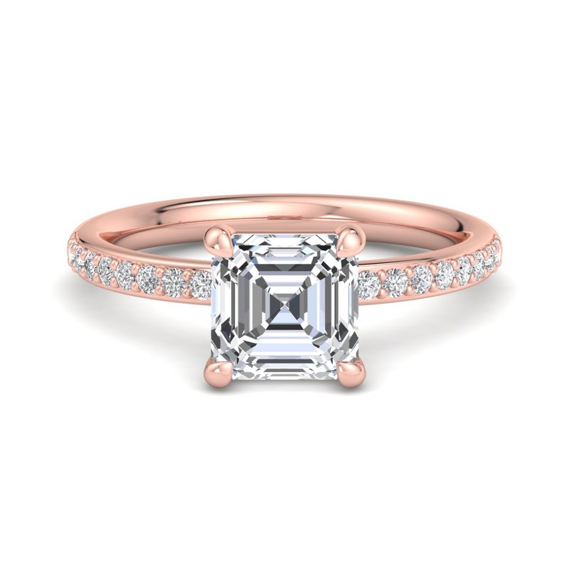 Rose Gold Mini Shared (1/6ctw) & 1ct Asscher Lab Grown Diamond Center