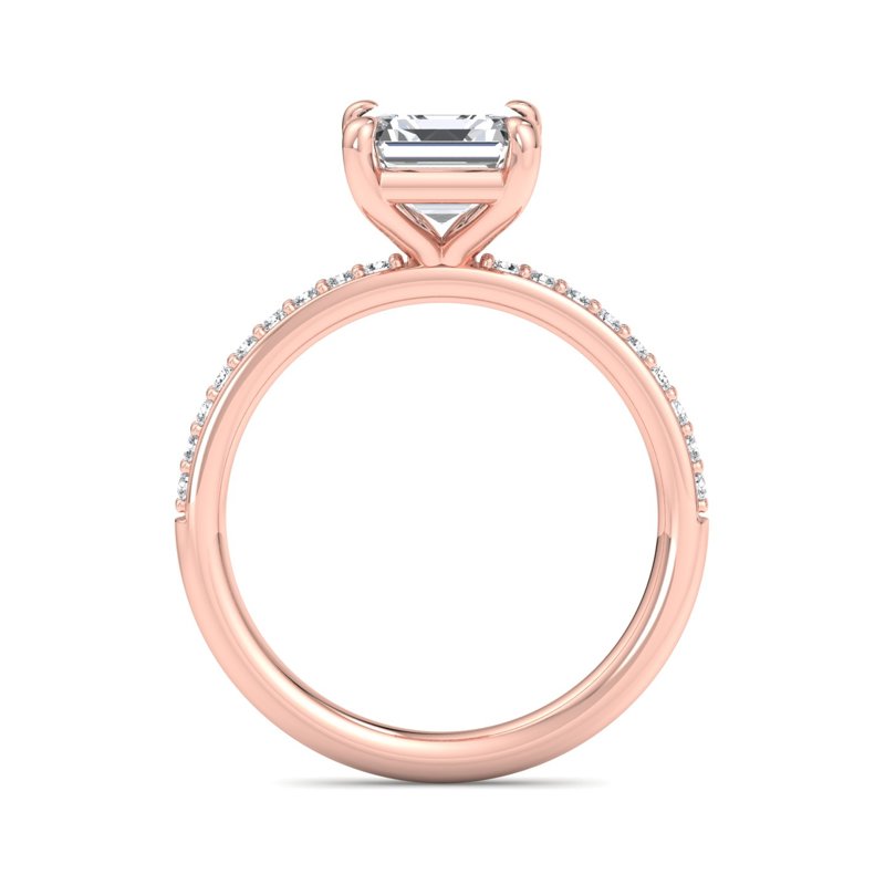 Rose Gold Mini Shared (1/6ctw) & 1ct Asscher Lab Grown Diamond Center