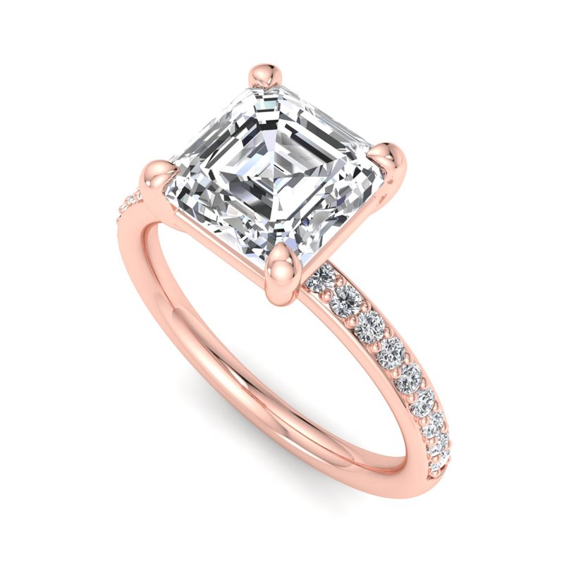 Rose Gold Mini Shared (1/6ctw) & 1ct Asscher Lab Grown Diamond Center