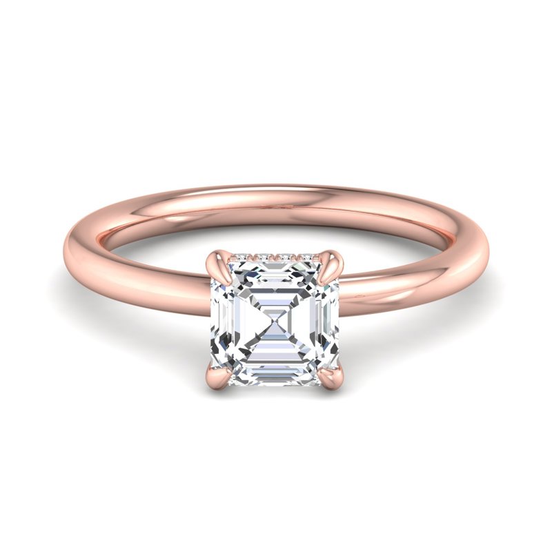 Rose Gold East West Hidden & 1ct Asscher Lab Grown Diamond Center