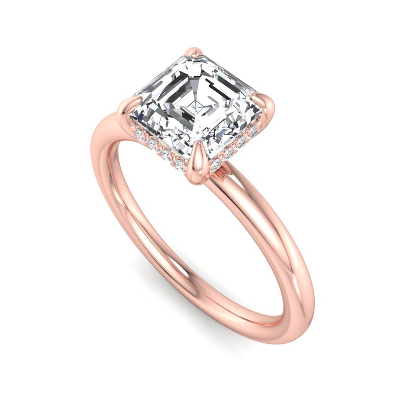 Rose Gold East West Hidden & 1ct Asscher Lab Grown Diamond Center
