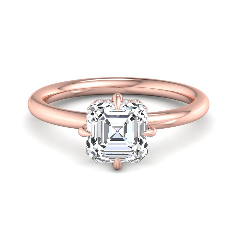 Rose Gold Compass Hidden Solitaire & 1ct Asscher Lab Grown Diamond Center
