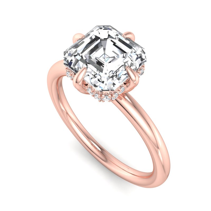 Rose Gold Compass Hidden Solitaire & 1ct Asscher Lab Grown Diamond Center