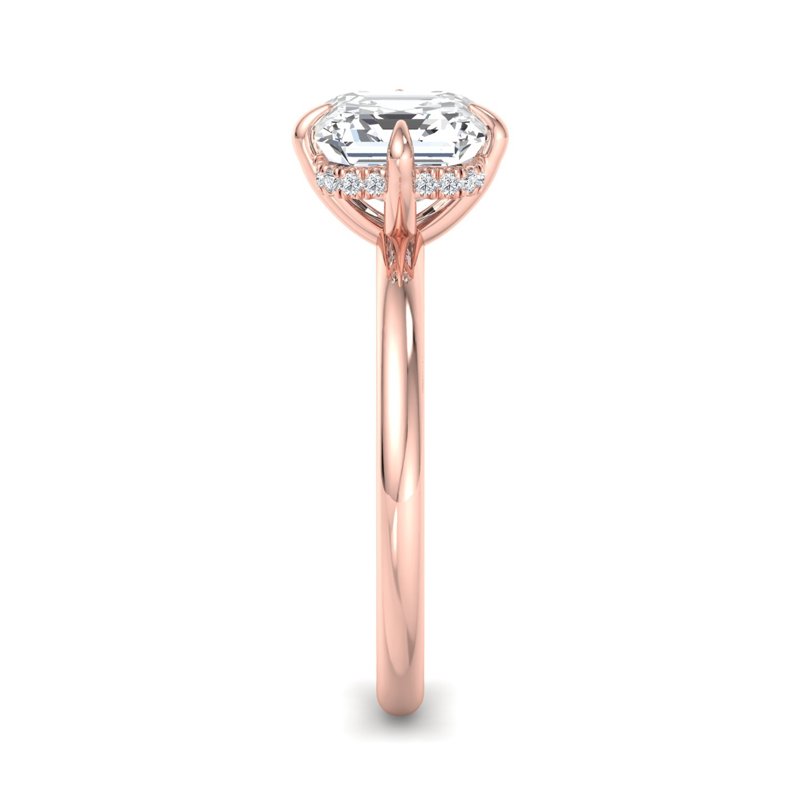 Rose Gold Compass Hidden Solitaire & 1ct Asscher Lab Grown Diamond Center