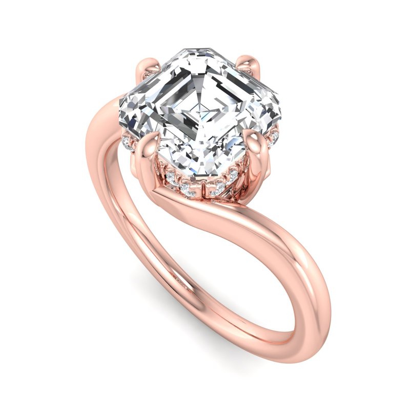 Rose Gold Lainey Hidden Solitaire & 1ct Asscher Lab Grown Diamond Center