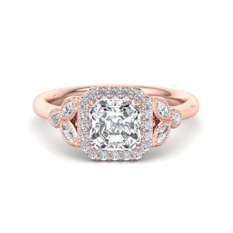 Rose Gold Cypress Halo & 1ct Asscher Lab Grown Diamond Center