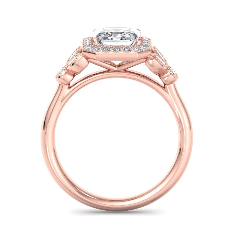 Rose Gold Cypress Halo & 1ct Asscher Lab Grown Diamond Center